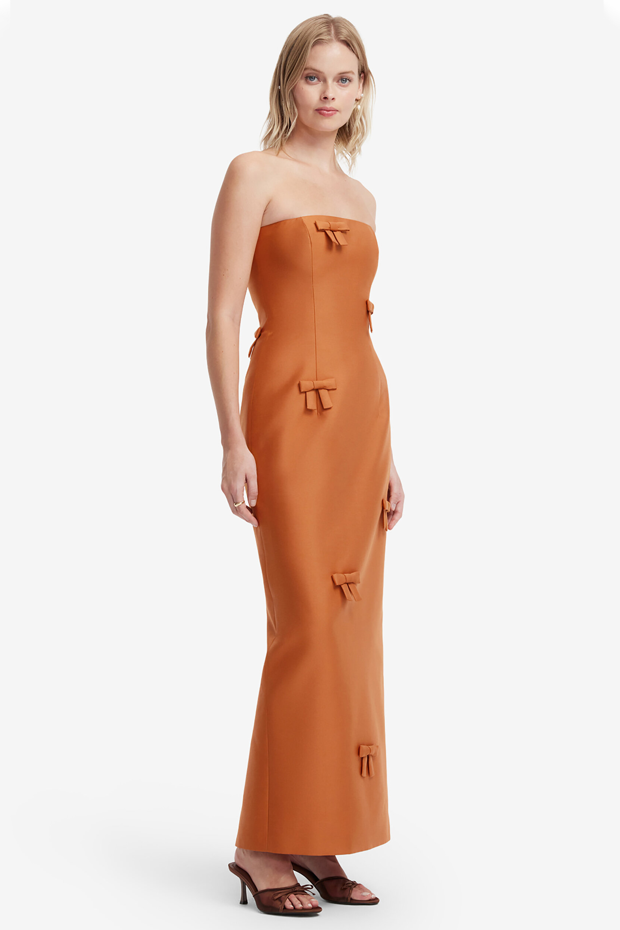 Solid Bow Off-Shoulder Maxi Dress