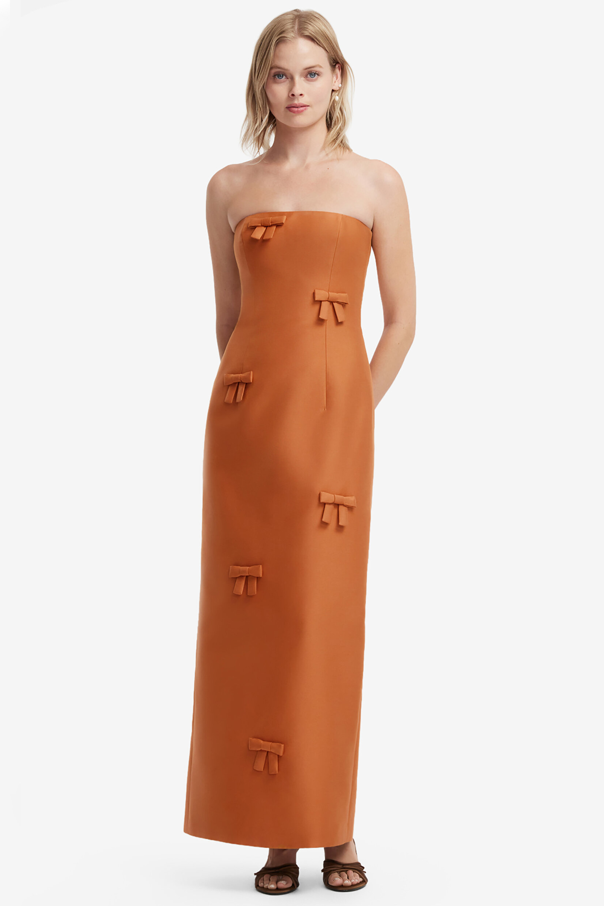 Solid Bow Off-Shoulder Maxi Dress