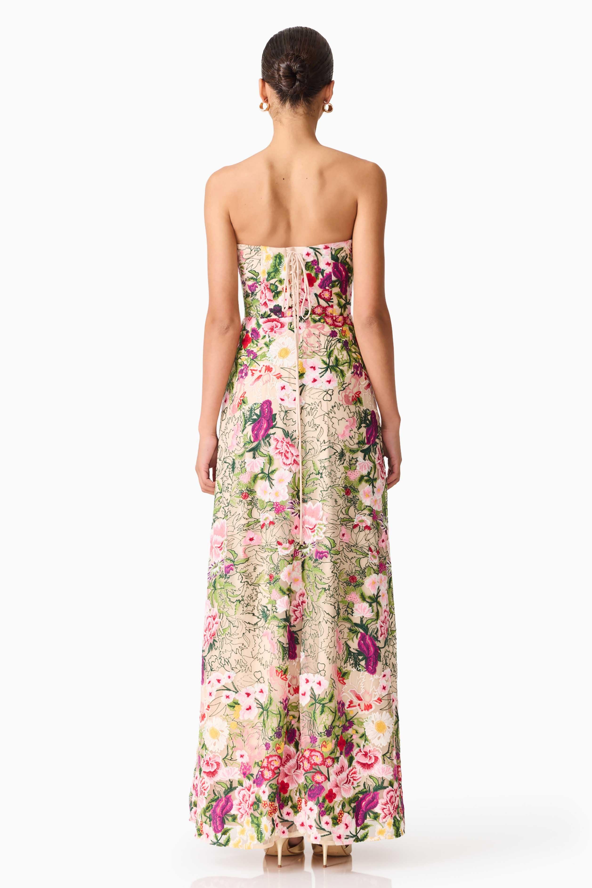 Embroidered Floral Off-Shoulder Maxi Dress