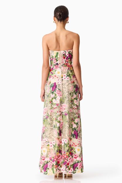 Embroidered Floral Off-Shoulder Maxi Dress