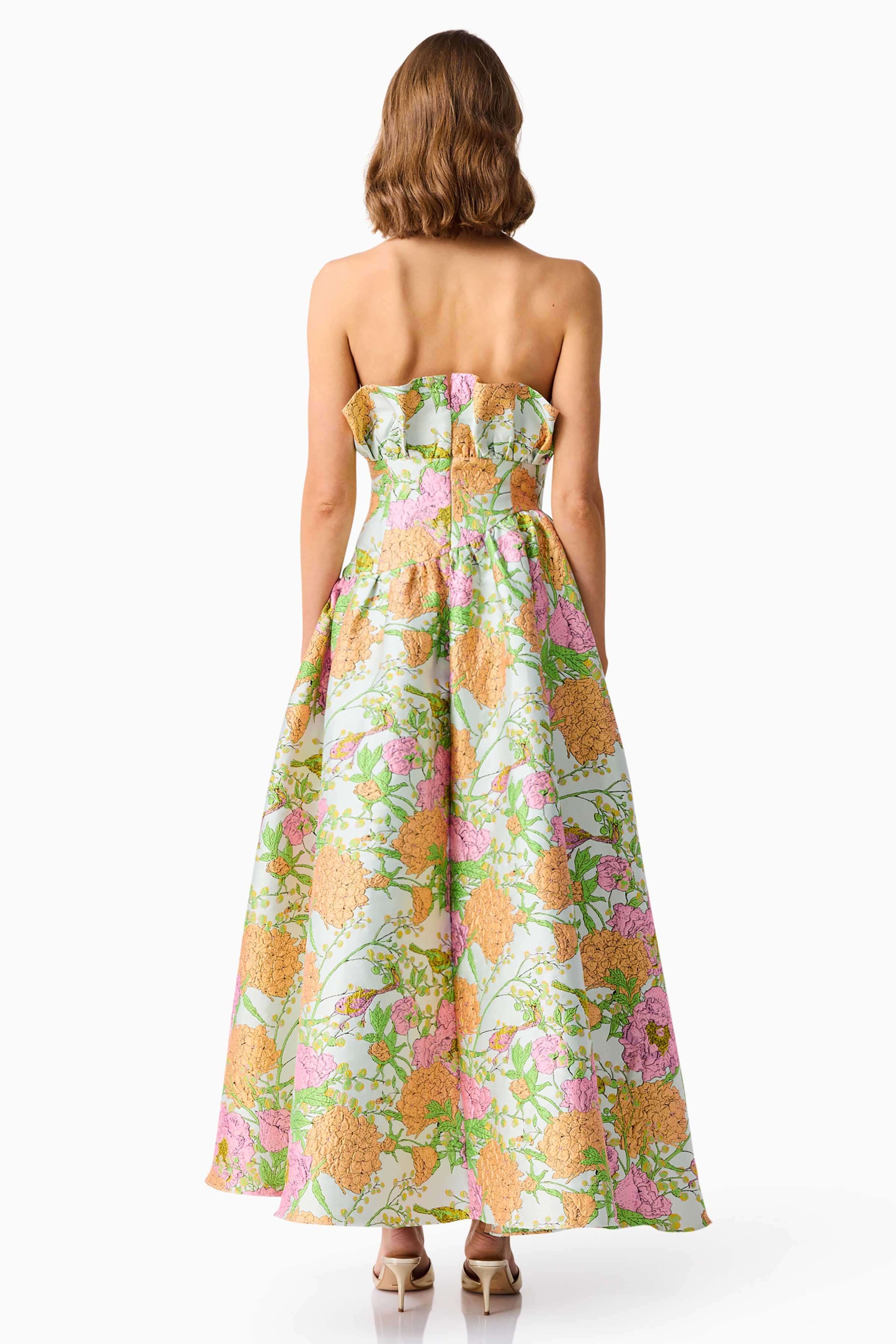 Satin Floral Off Shoulder  Midi Dress