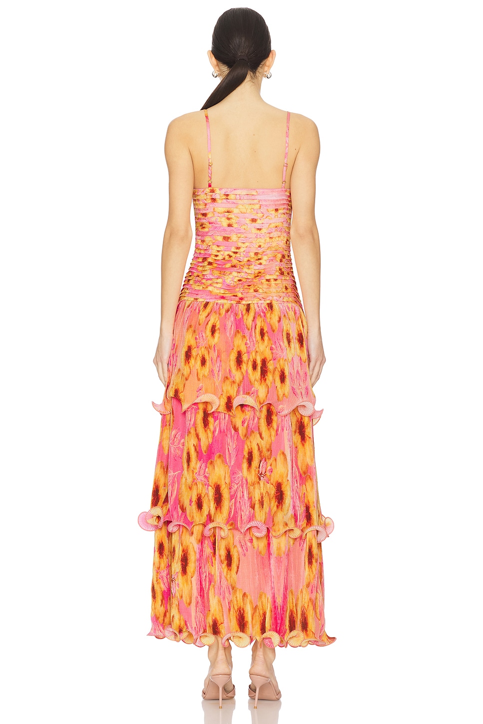 Floral Pleated Slip Midi Dress