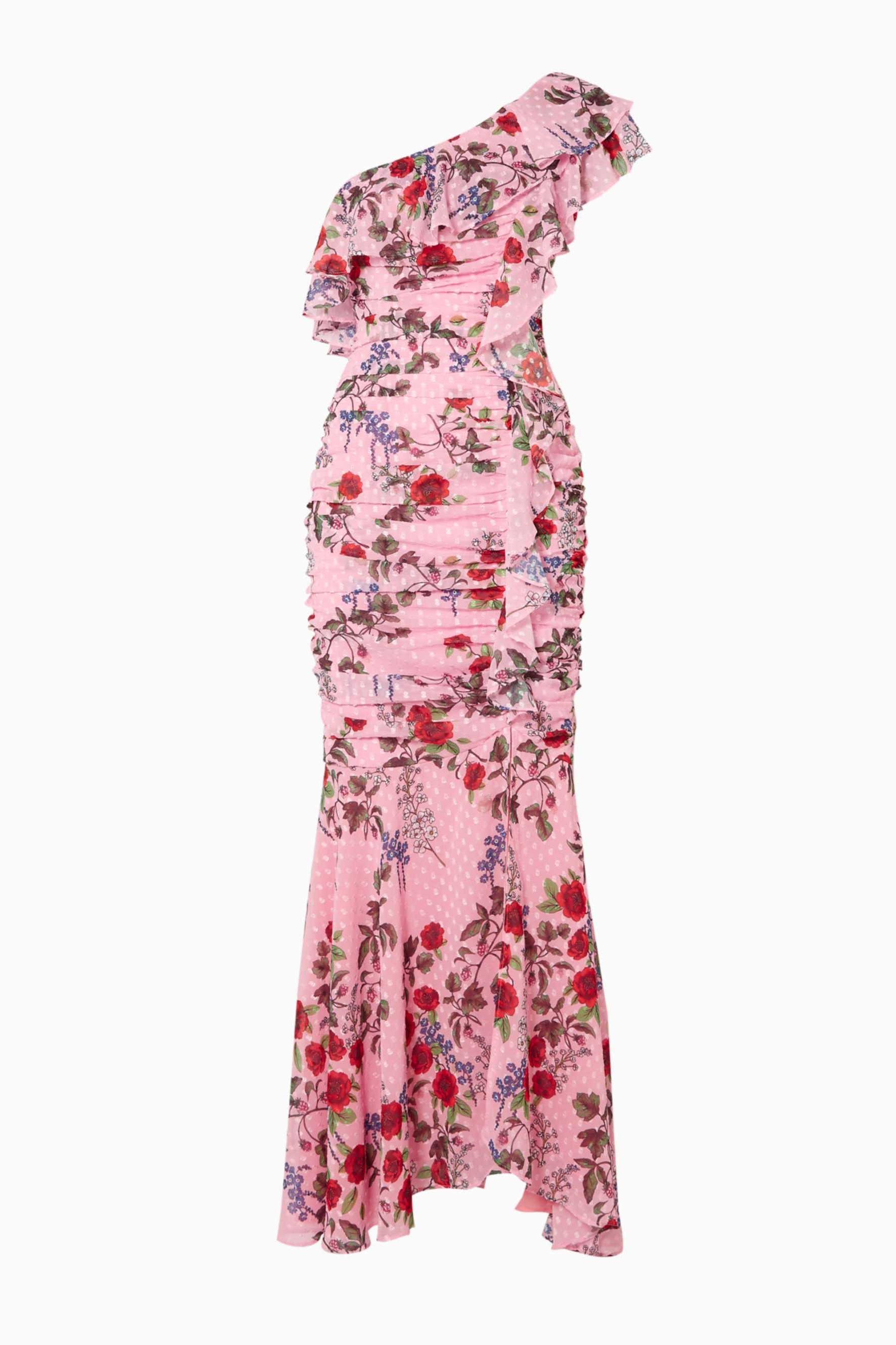 Burn-Out Floral Ruffle Midi Dress
