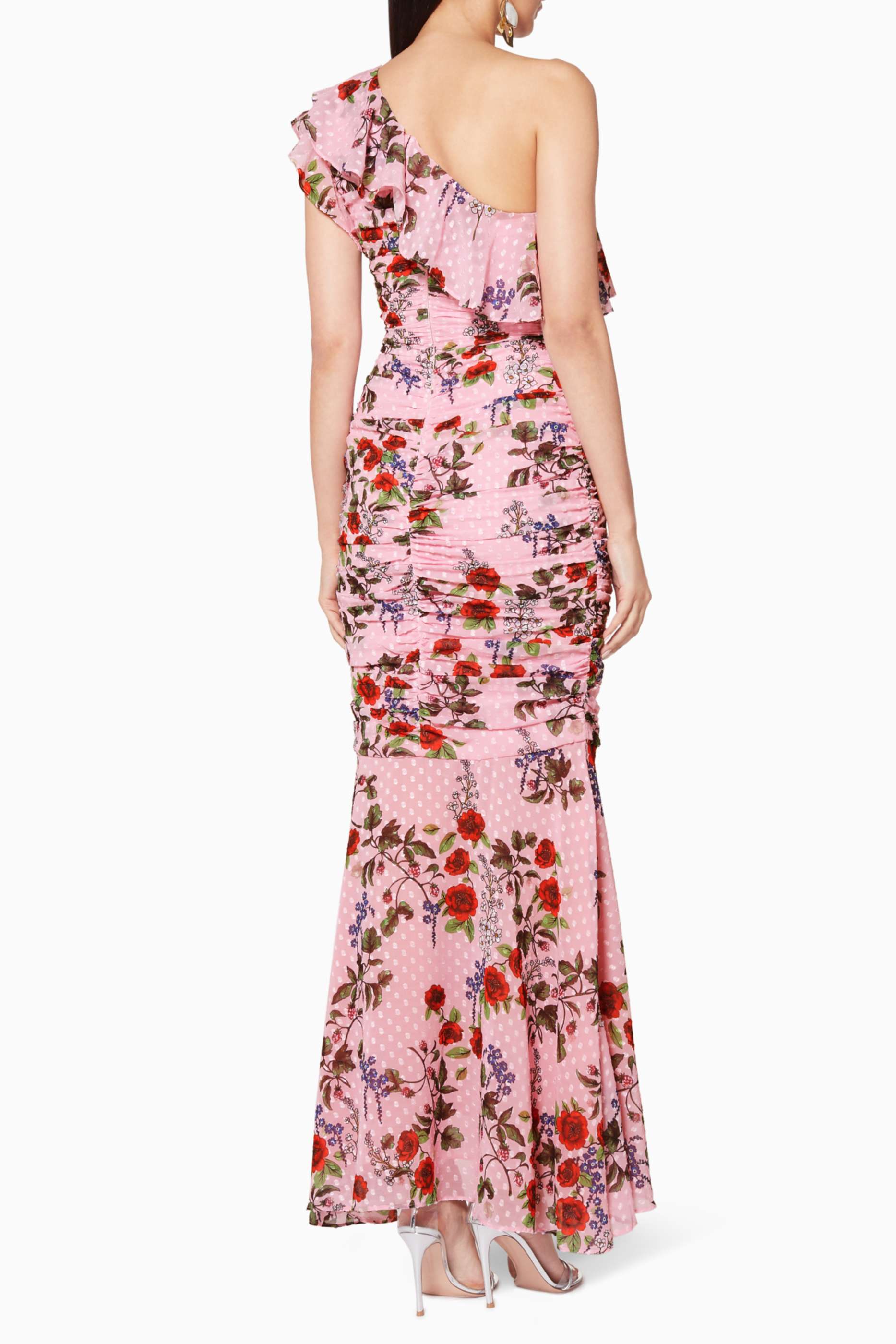 Burn-Out Floral Ruffle Midi Dress