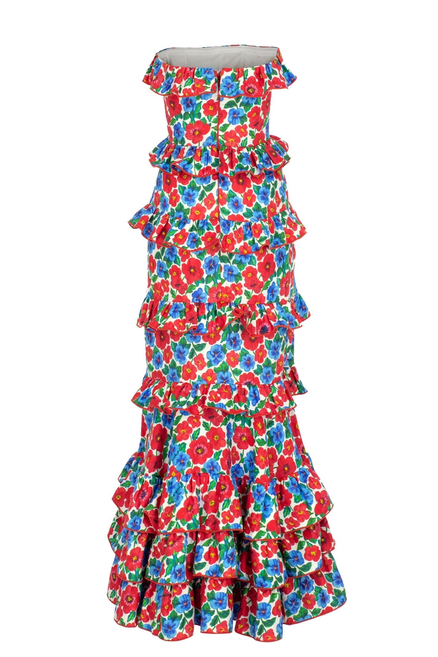 Floral Ruffle Off Shoulder Maxi Dress