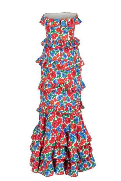 Floral Ruffle Off Shoulder Maxi Dress