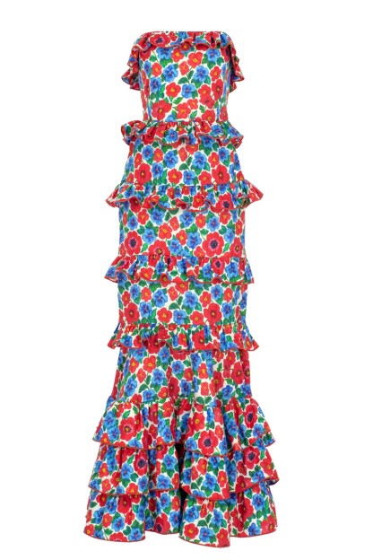 Floral Ruffle Off Shoulder Maxi Dress