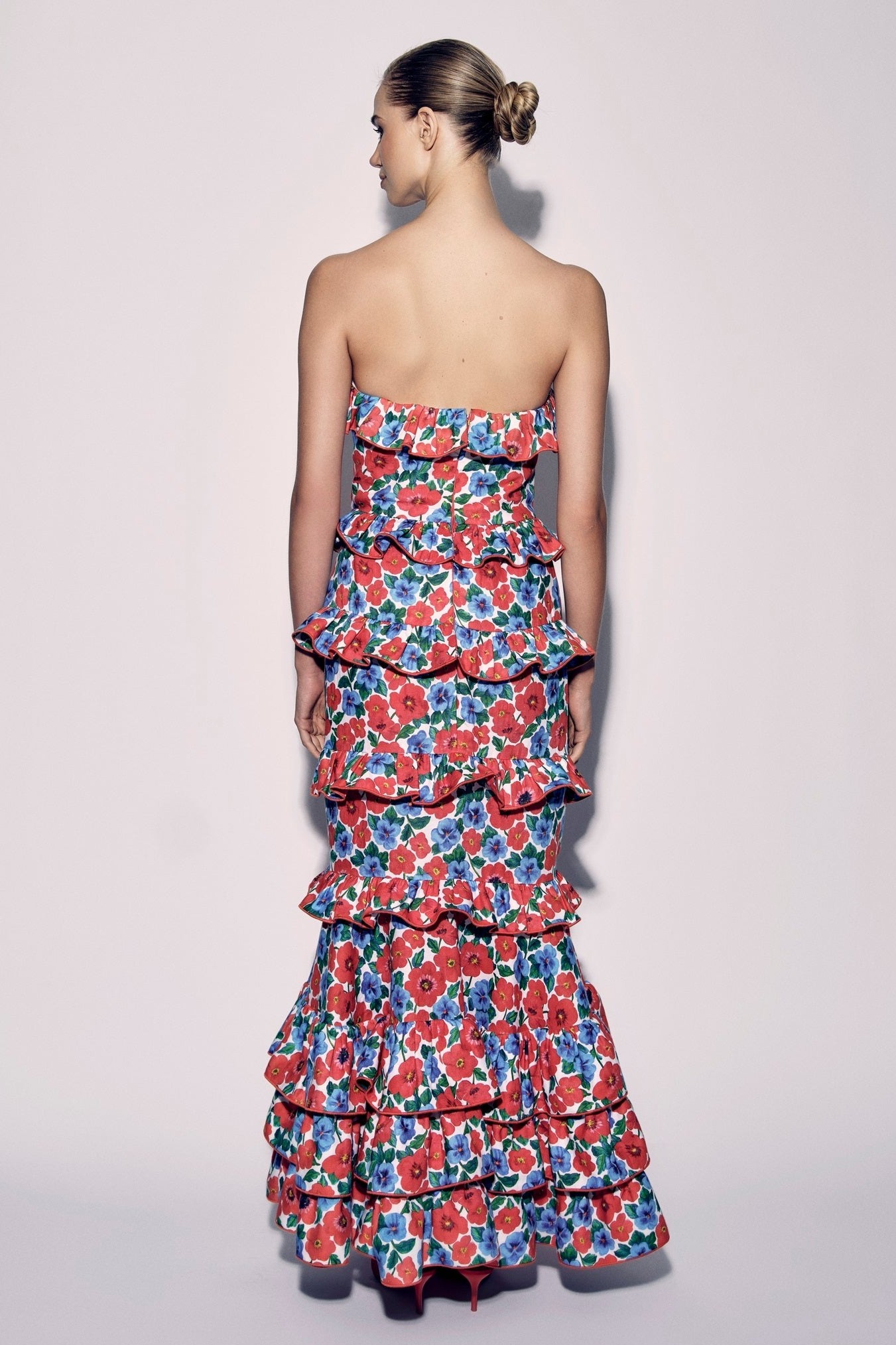 Floral Ruffle Off Shoulder Maxi Dress