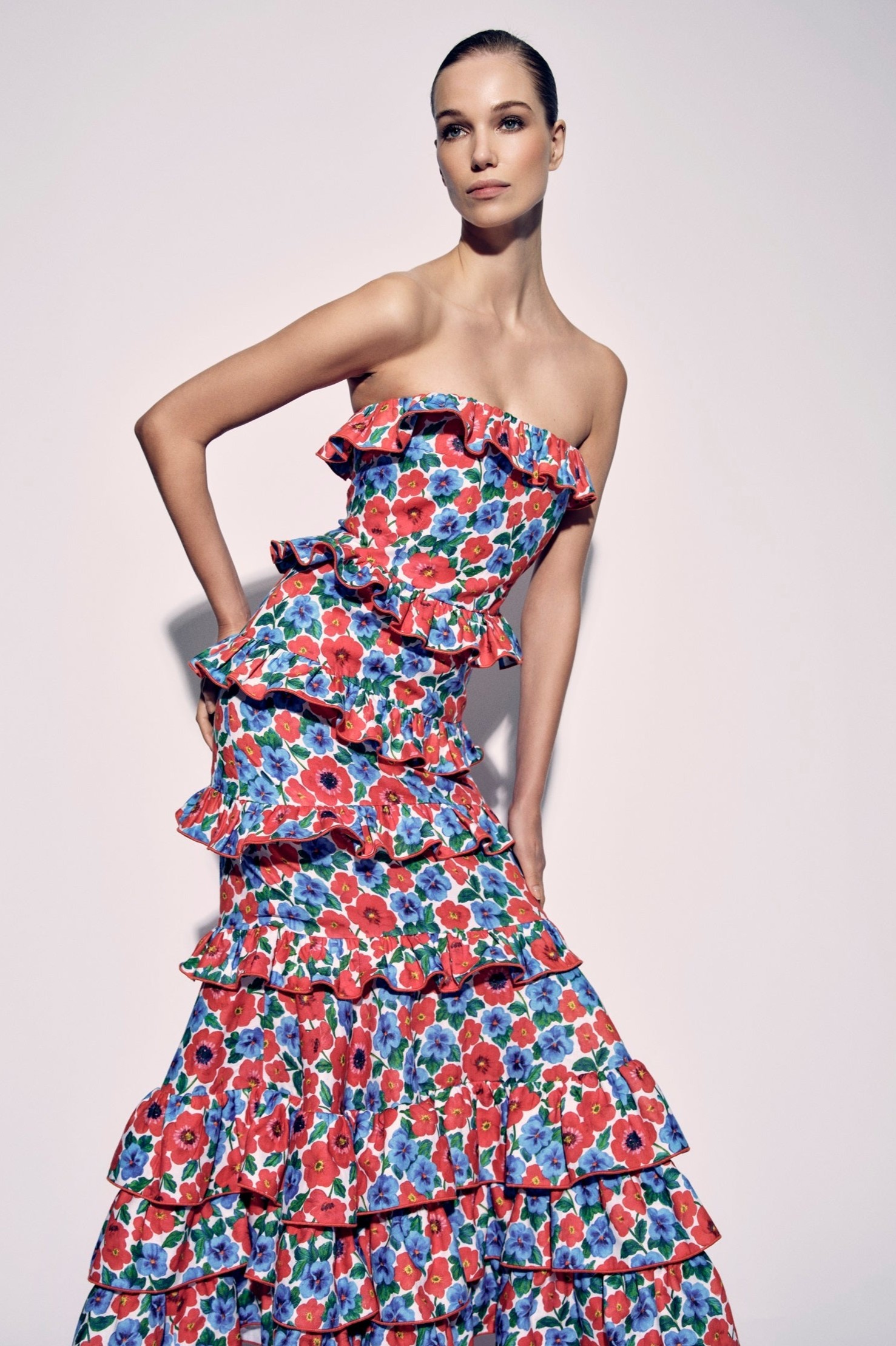 Floral Ruffle Off Shoulder Maxi Dress