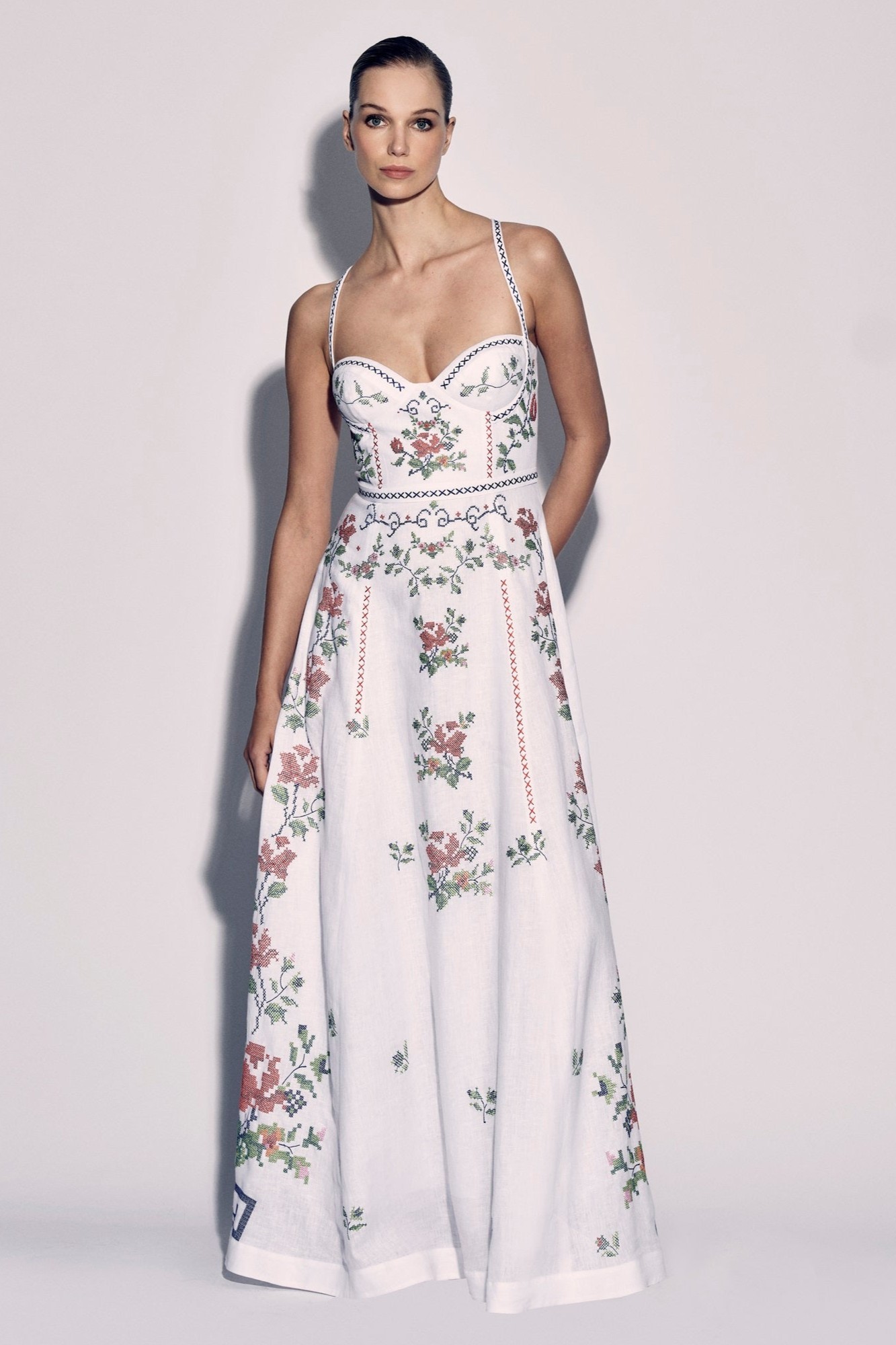 Floral Sweetheart Neck Slip Maxi Dress