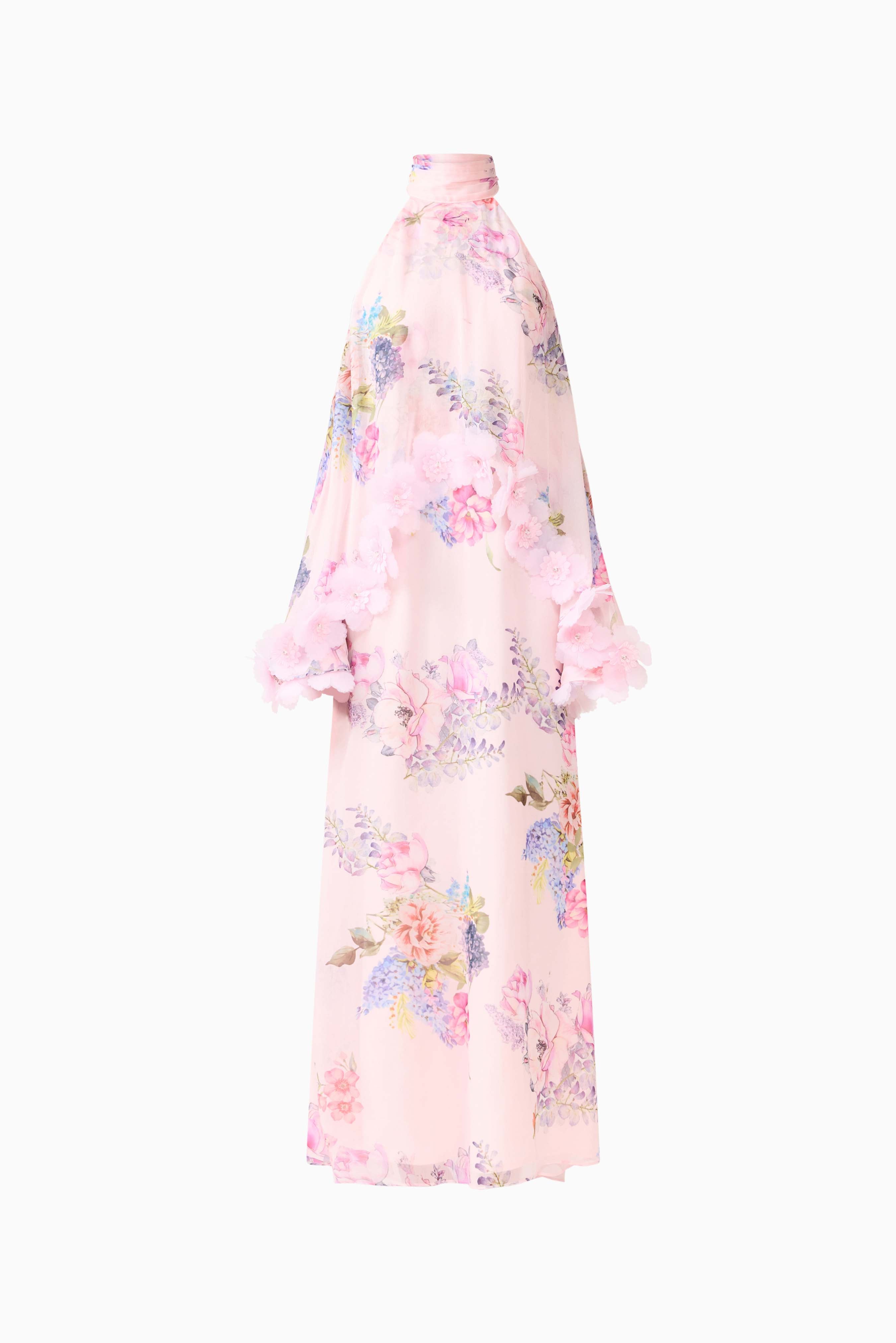 Floral Halter Neck Sleeveless Maxi Dress