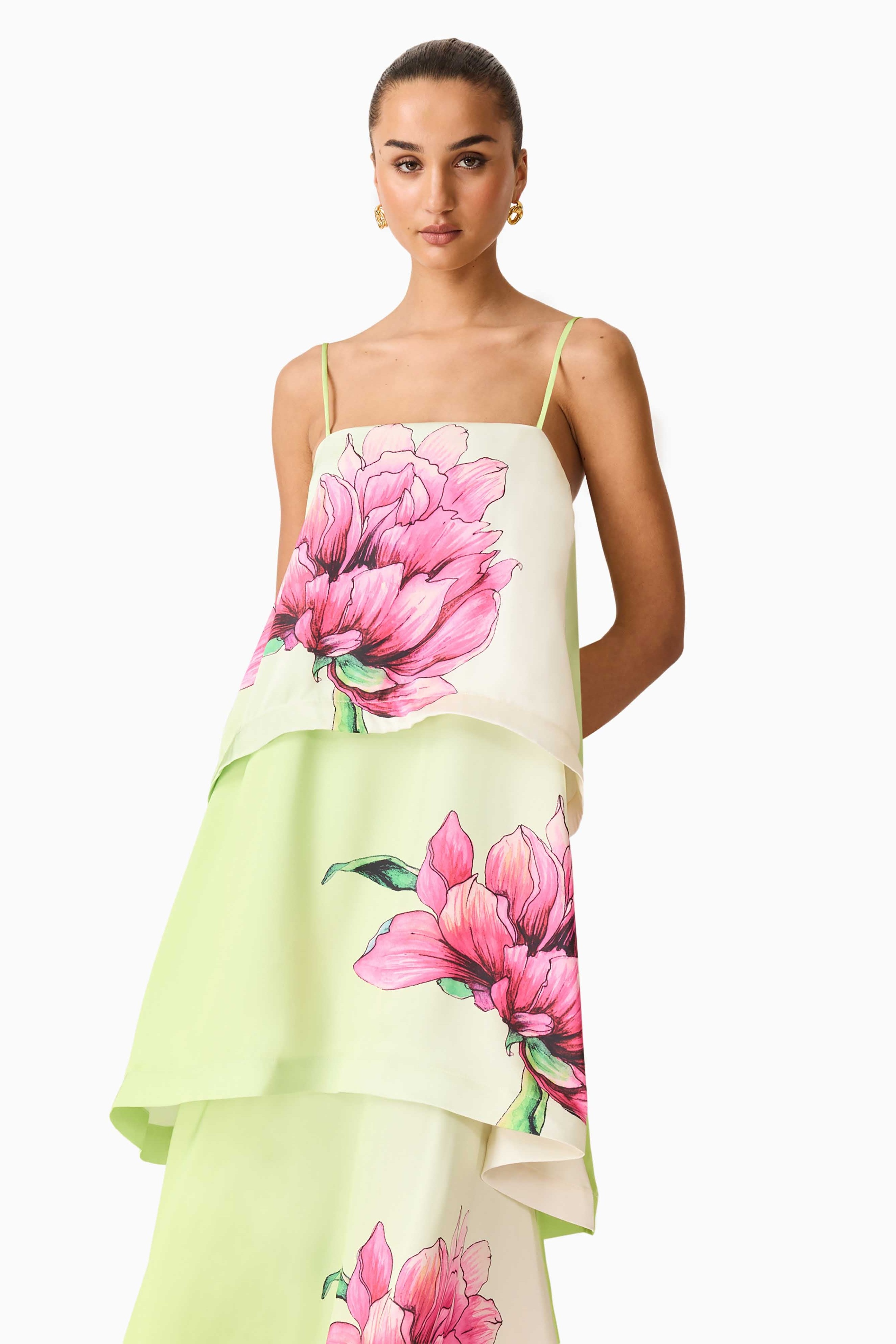 Floral Ruffle Slip Maxi Dress