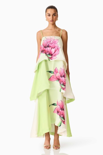 Floral Ruffle Slip Maxi Dress