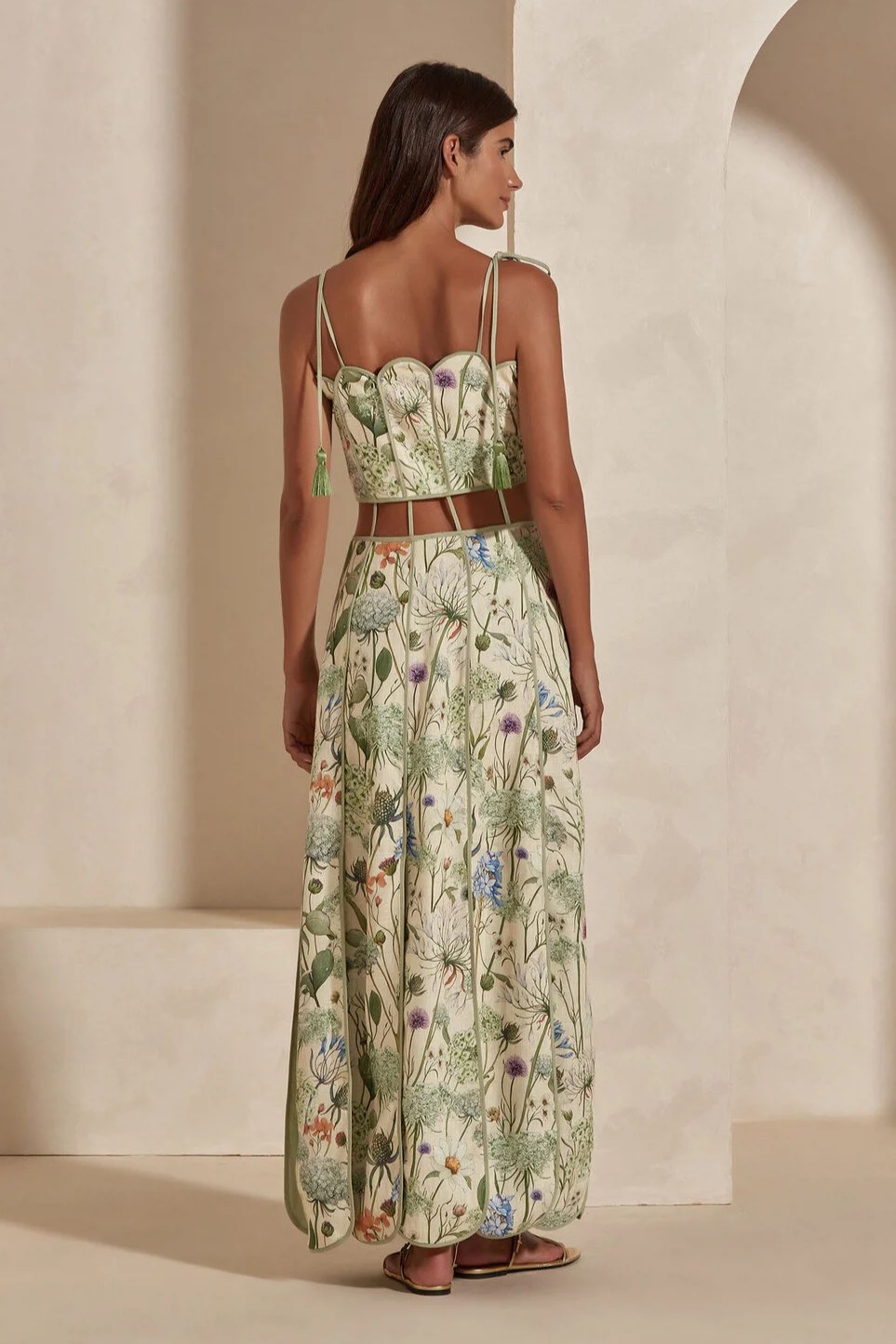 Floral Cut-Out Tie-Up Maxi Dress