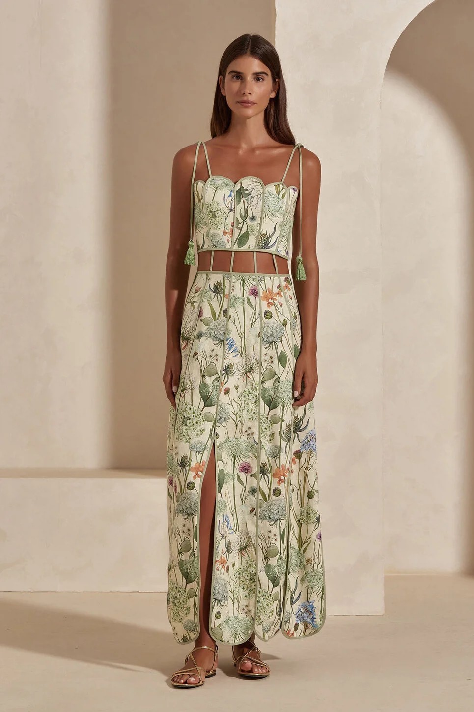 Floral Cut-Out Tie-Up Maxi Dress