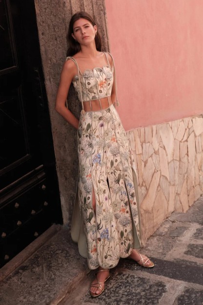 Floral Cut-Out Tie-Up Maxi Dress