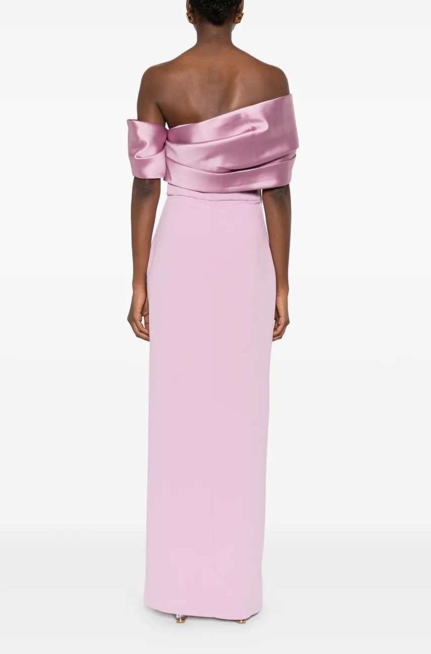 Satin Splicing Off Shoulder Maxi Dress