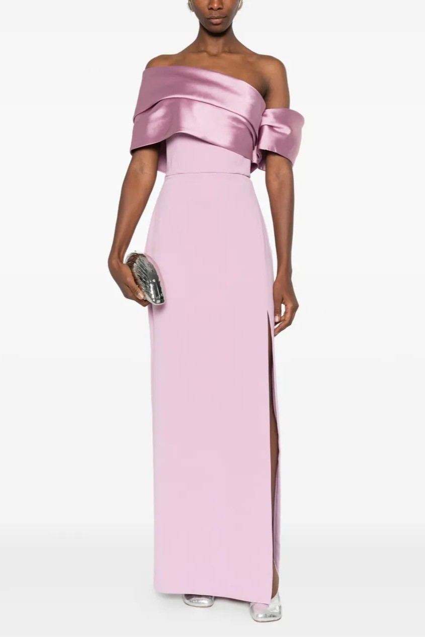 Satin Splicing Off Shoulder Maxi Dress