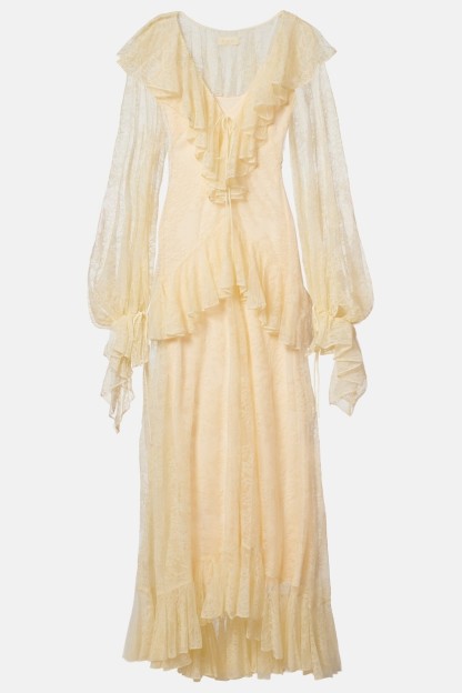 Lace Ruffle V-Neck Maxi Dress