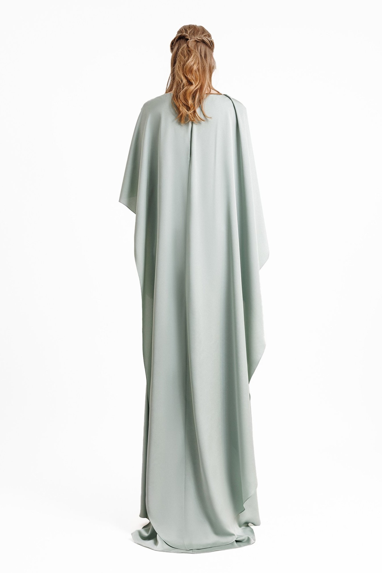 Asymmetrical Sleeve Cape-Like Maxi Dress