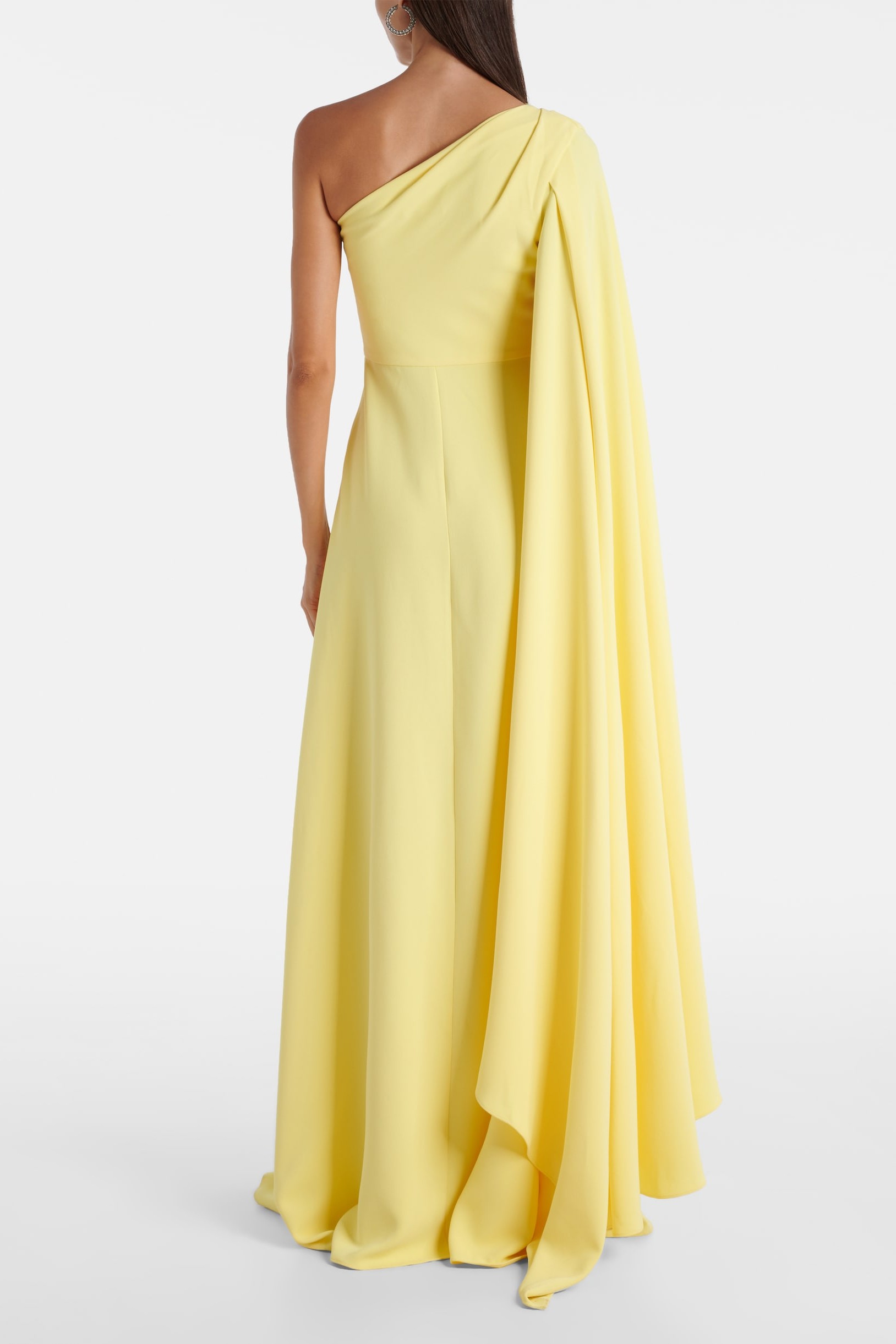 One-Shoulder Cape Sleeve  Solid Maxi Dress