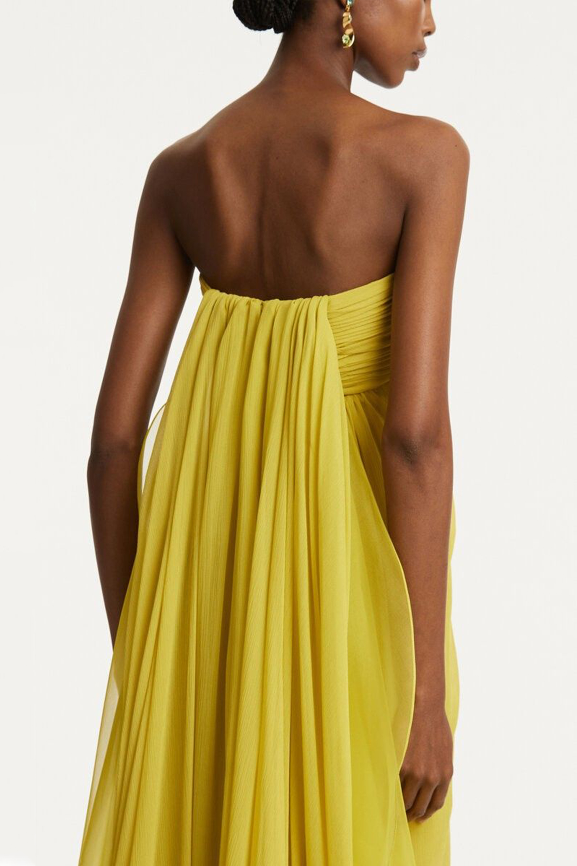 Chiffon Gathering Off-Shoulder Maxi Dress