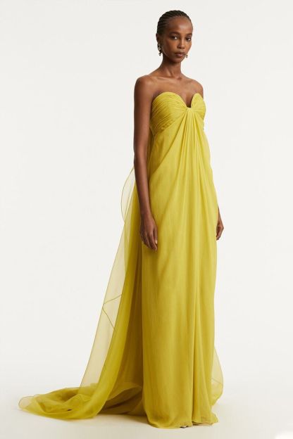 Chiffon Gathering Off-Shoulder Maxi Dress