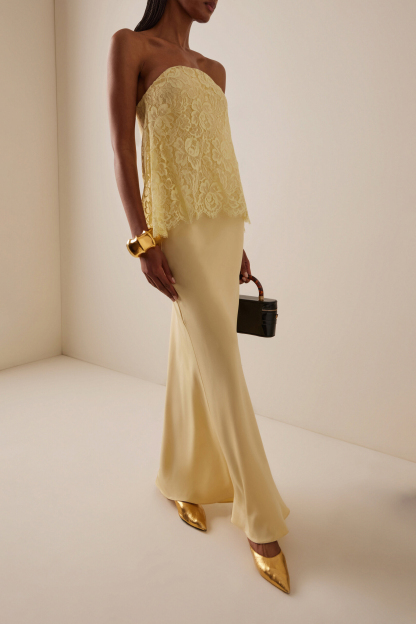 Solid Lace Off-Shoulder Maxi Dress