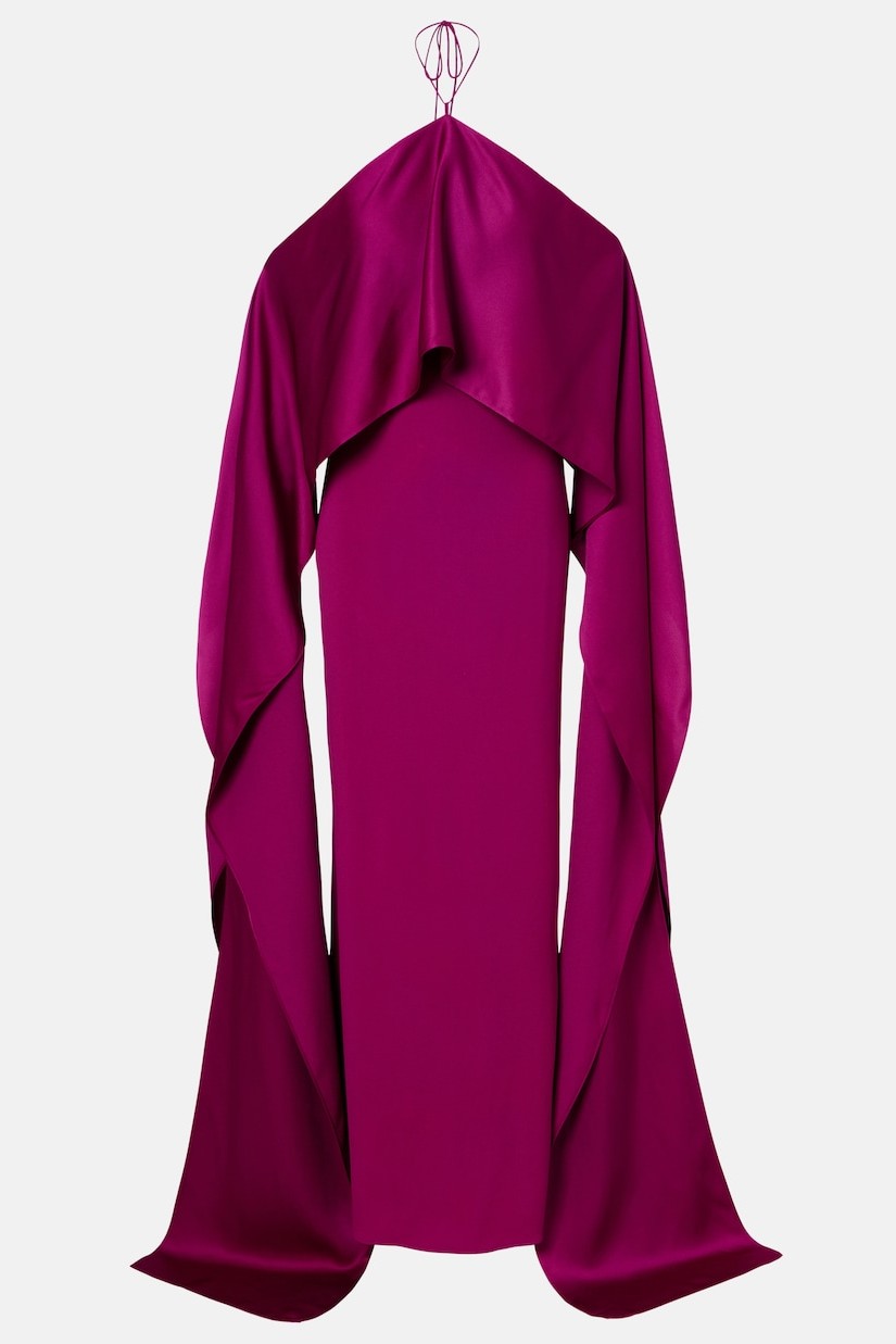 Satin Ruffle Halter Neck Maxi Dress