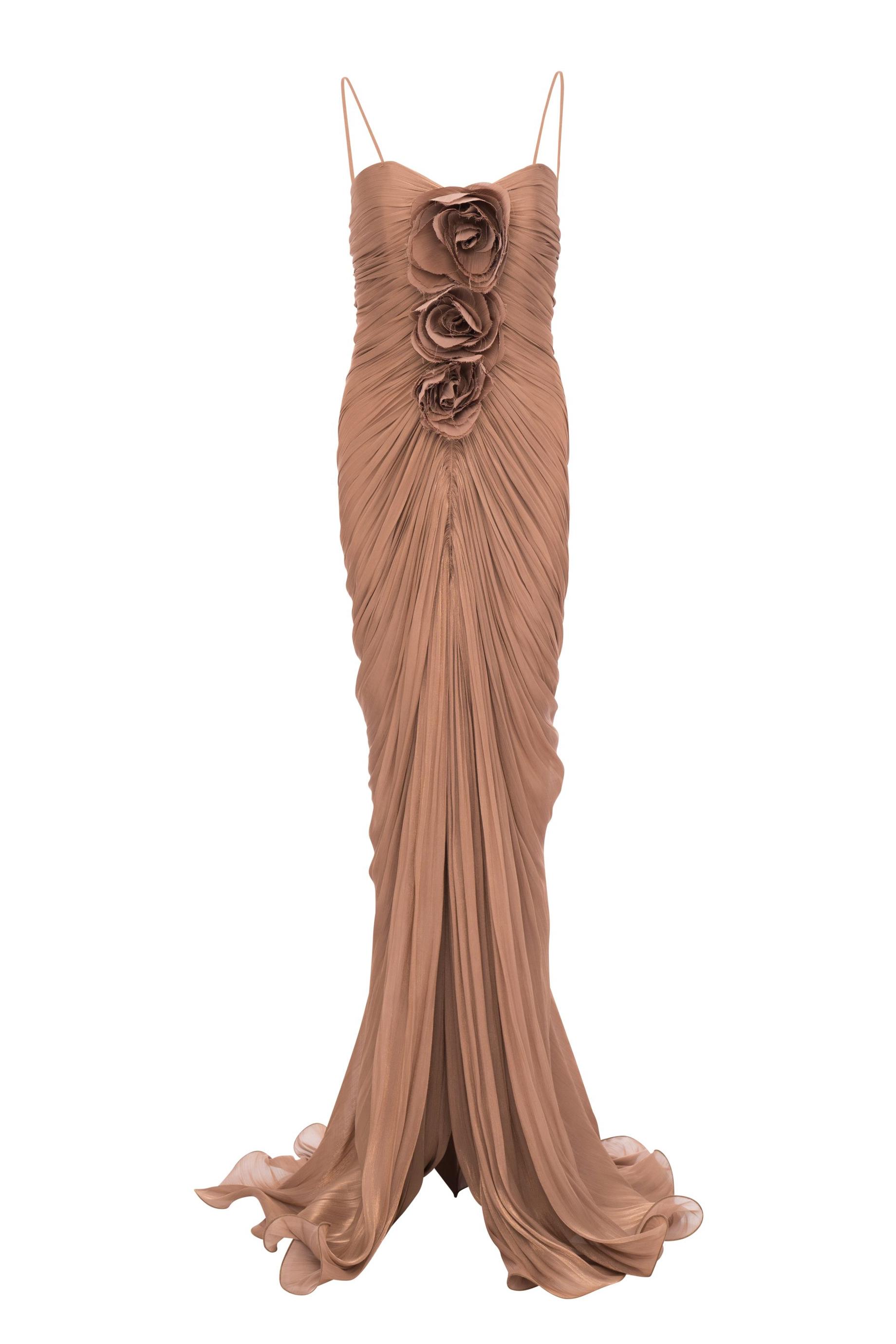 3D Flower Gathering Maxi Dress With Cape