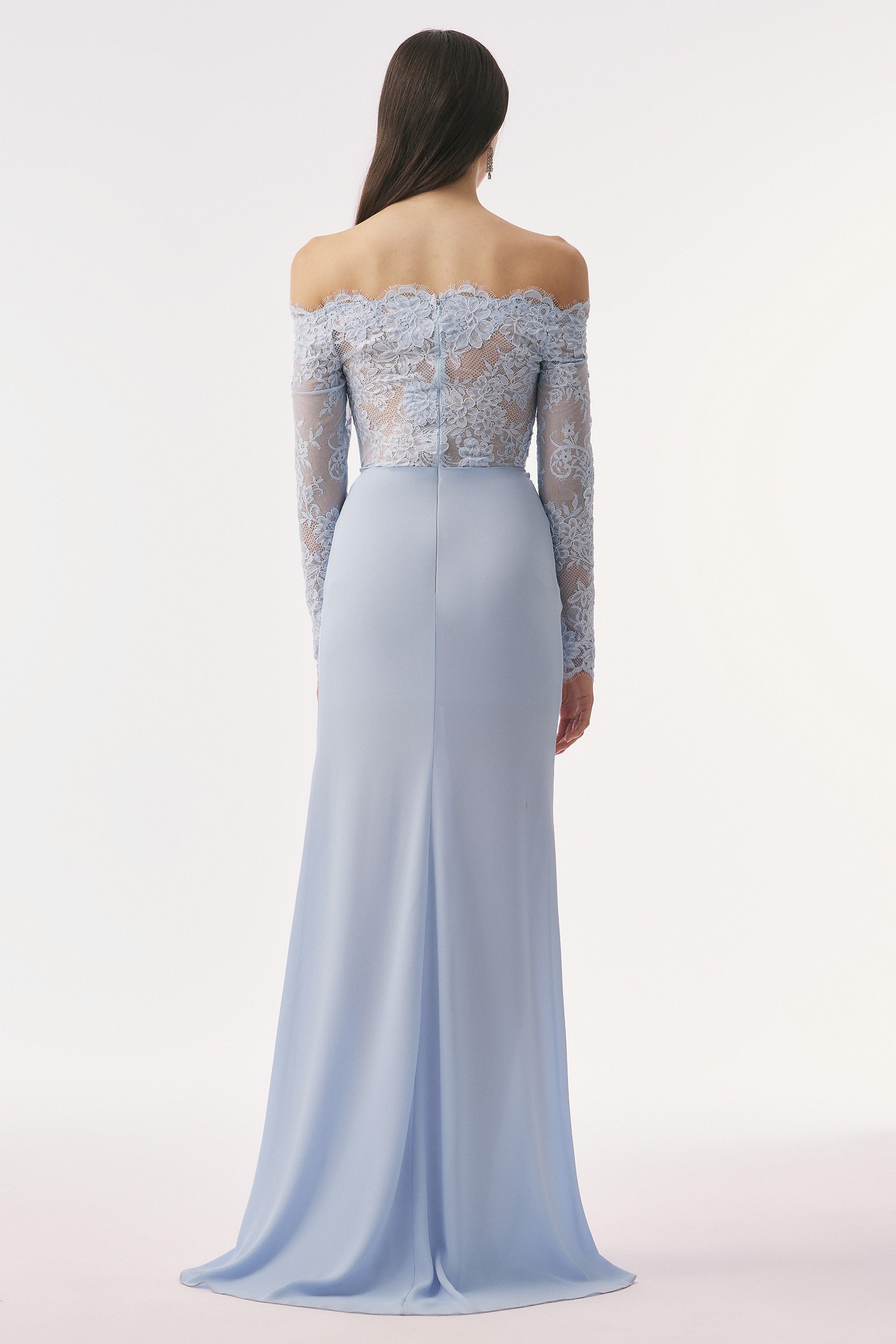 Lace Chiffon Ruched Maxi Dress