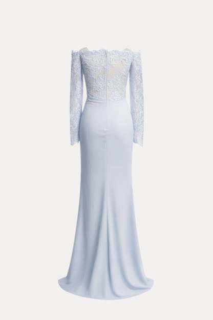 Lace Chiffon Ruched Maxi Dress