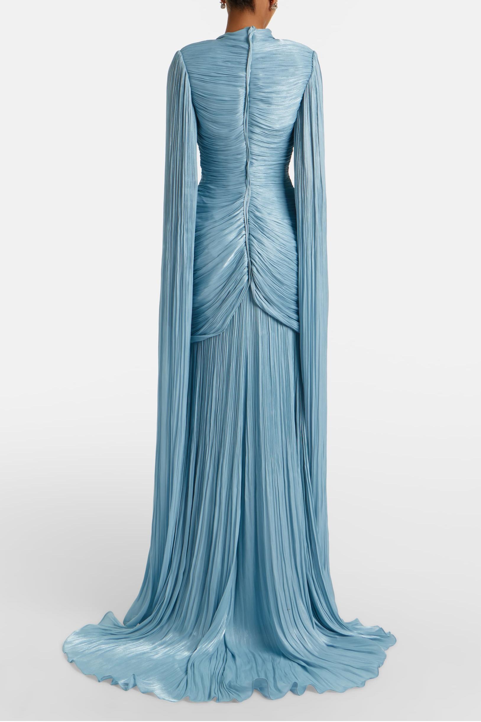 Pleated Cape Sleeve Top & High Waist Maxi Skirt Set