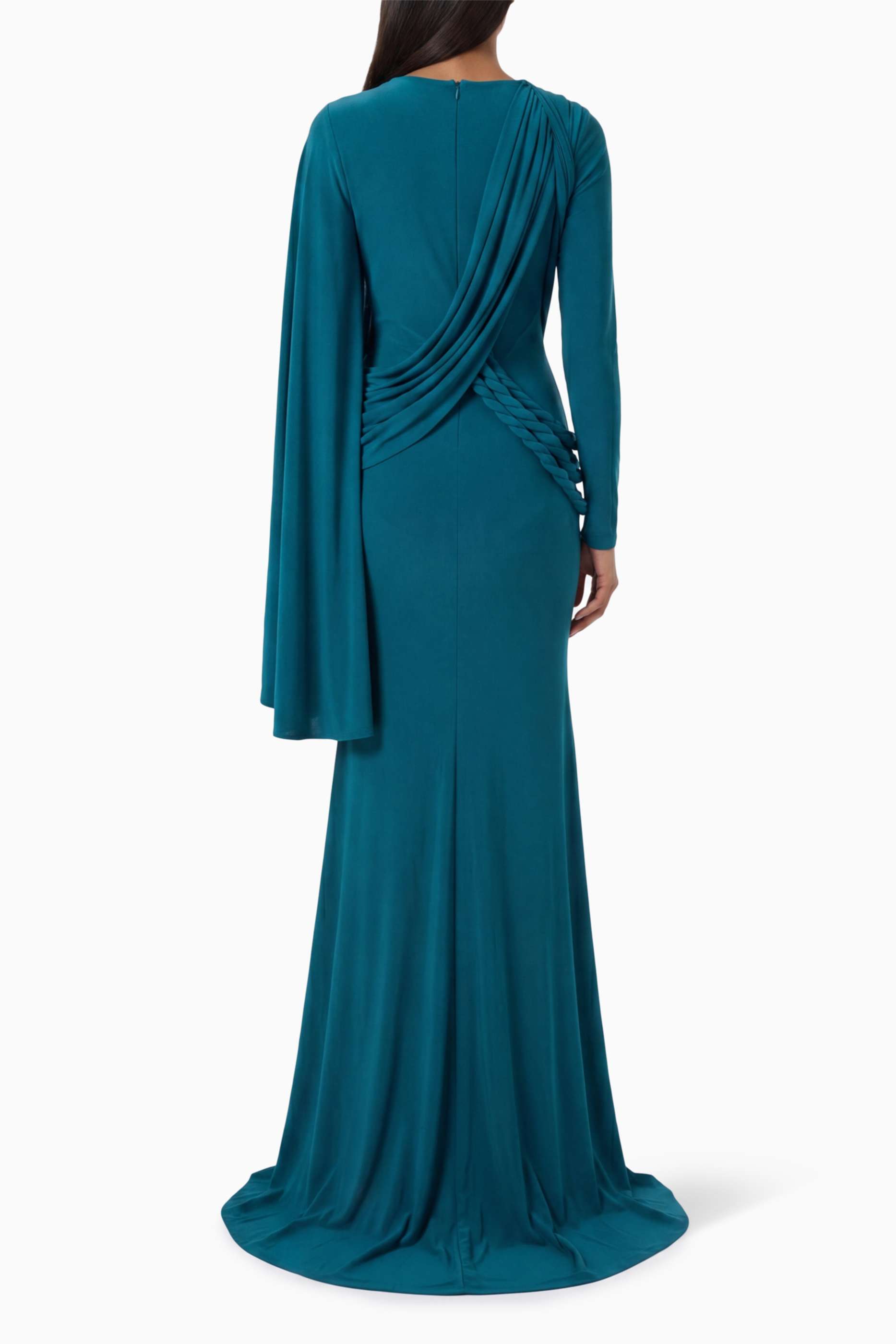 Solid Cape Bodycon Maxi Dress