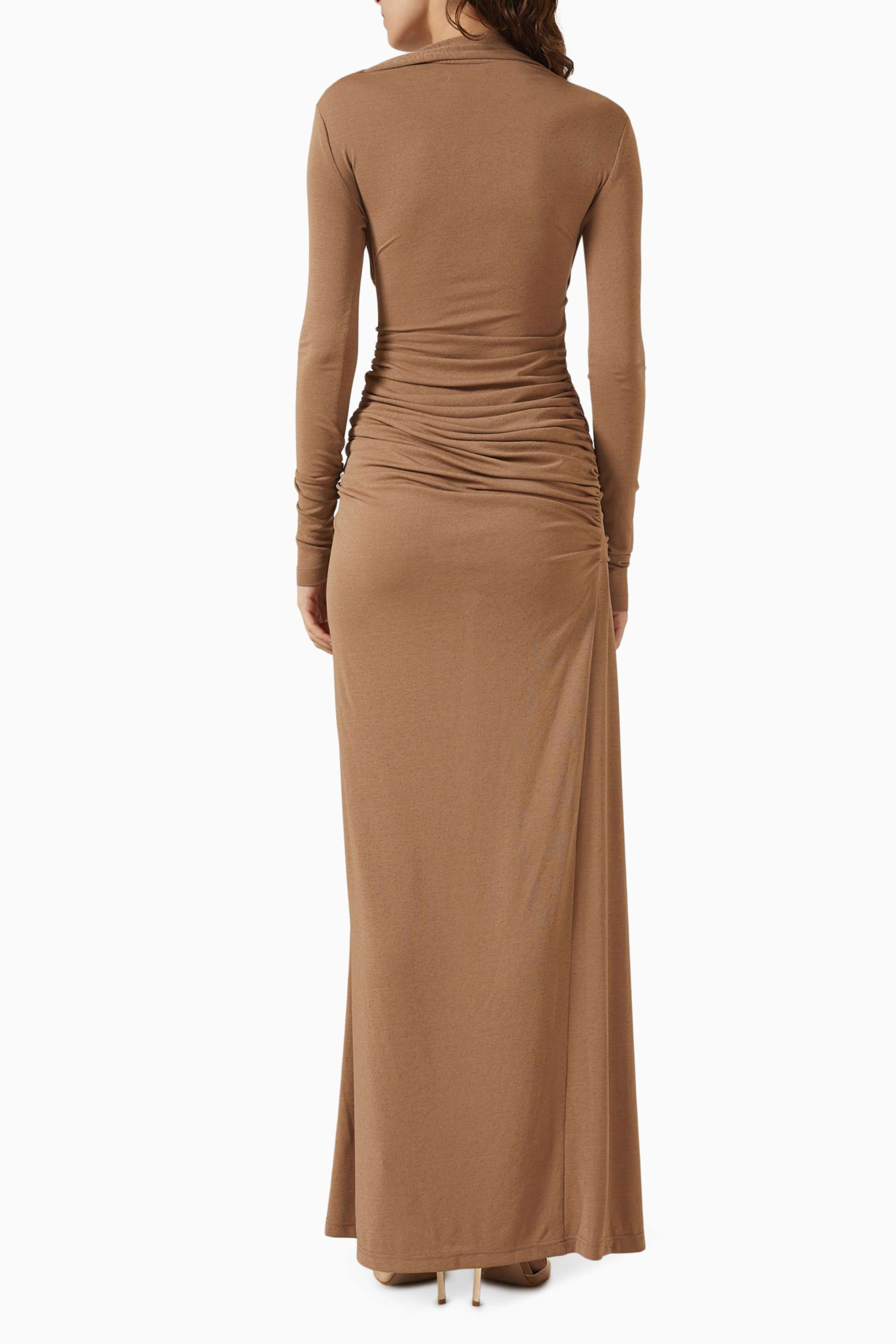 Jersey Gathering Metal Decorations Maxi Dress