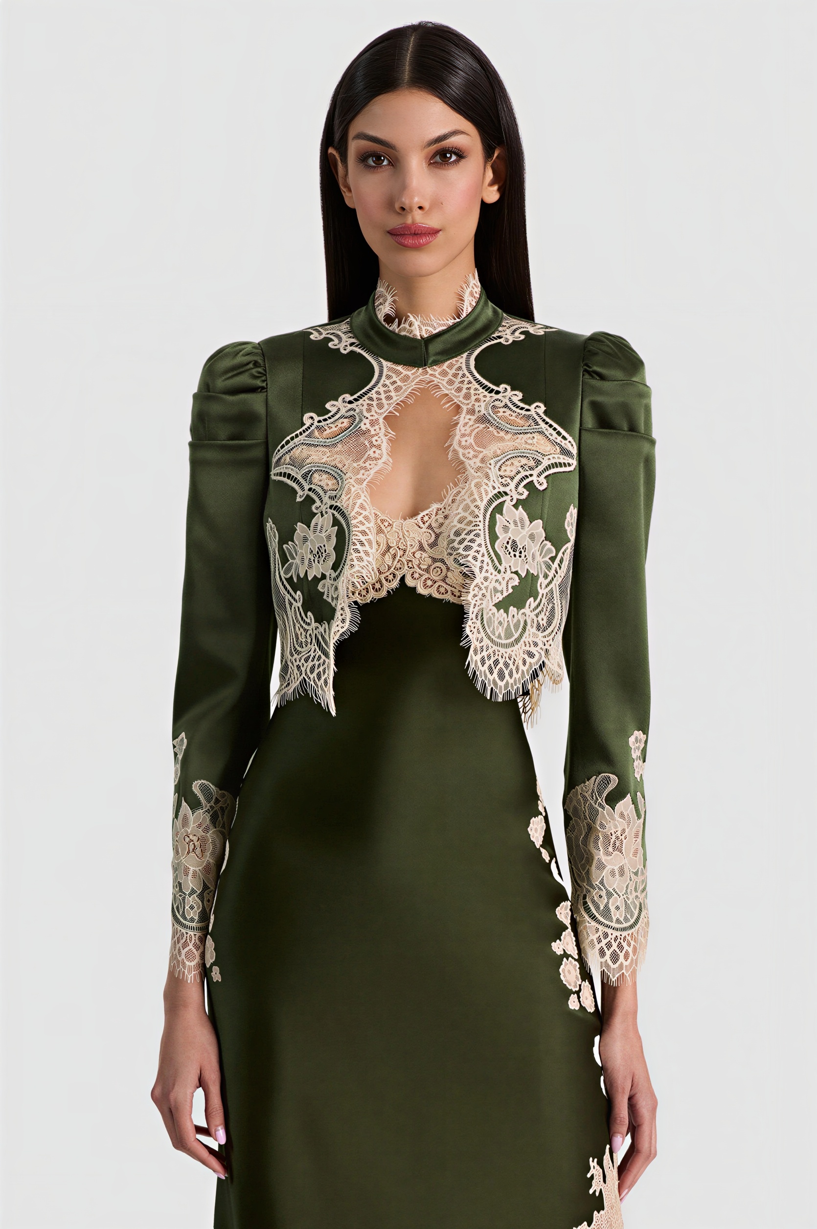 Lace Long Sleeve Jacket & Slip Midi Dress Set