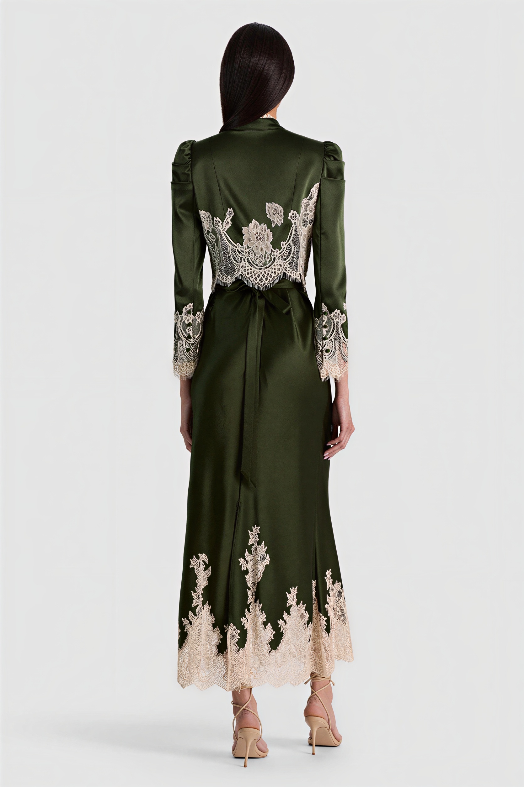 Lace Long Sleeve Jacket & Slip Midi Dress Set