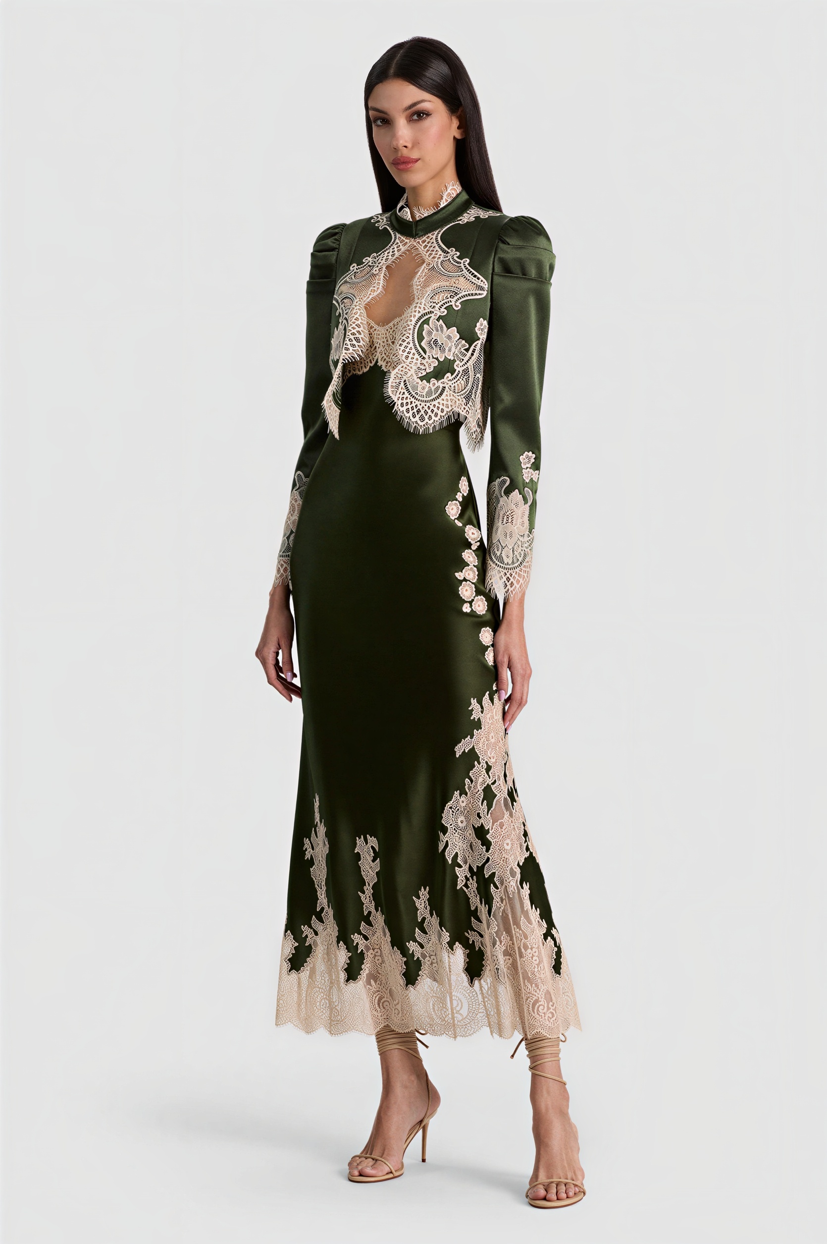 Lace Long Sleeve Jacket & Slip Midi Dress Set