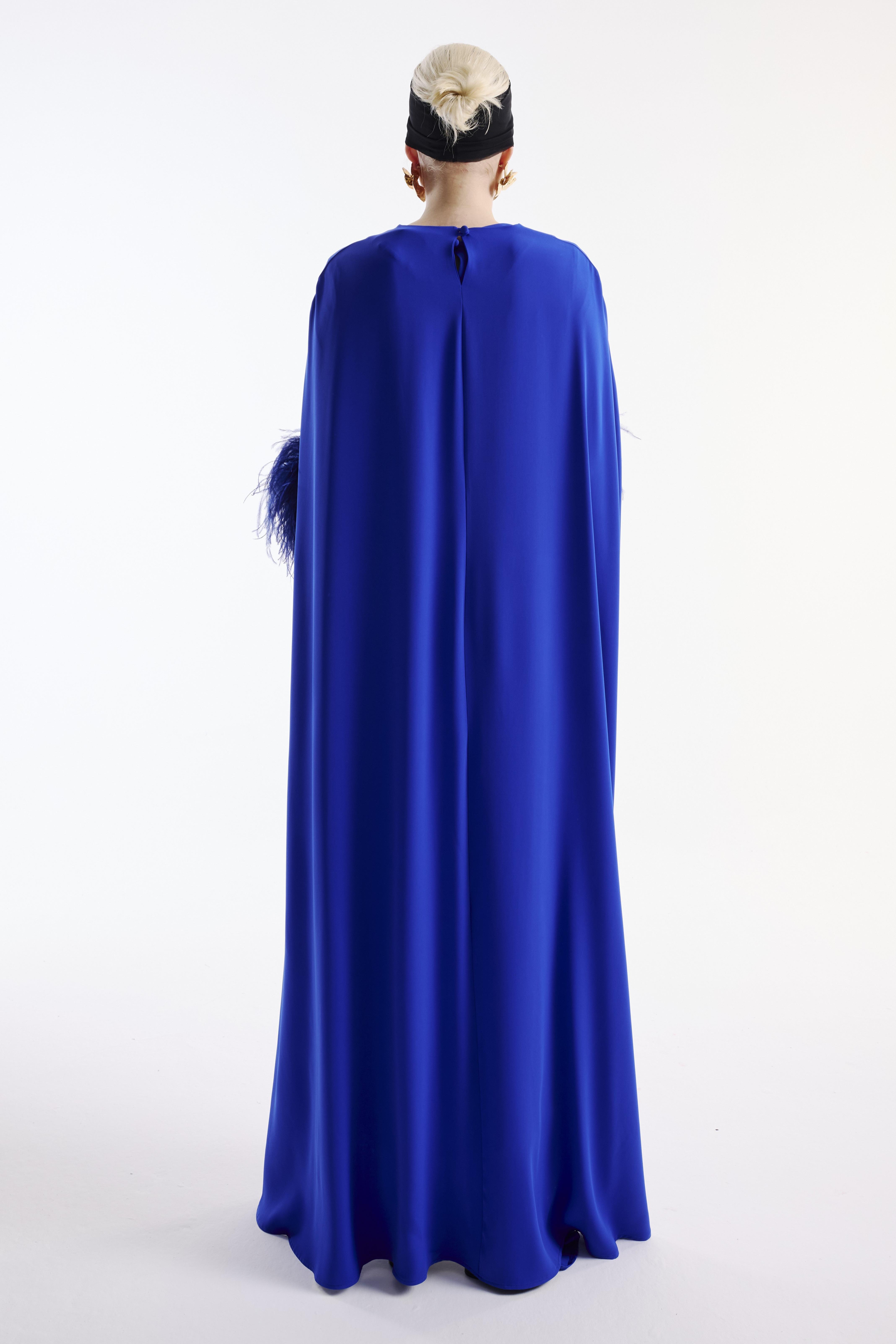 Feather Cape Midi Dress