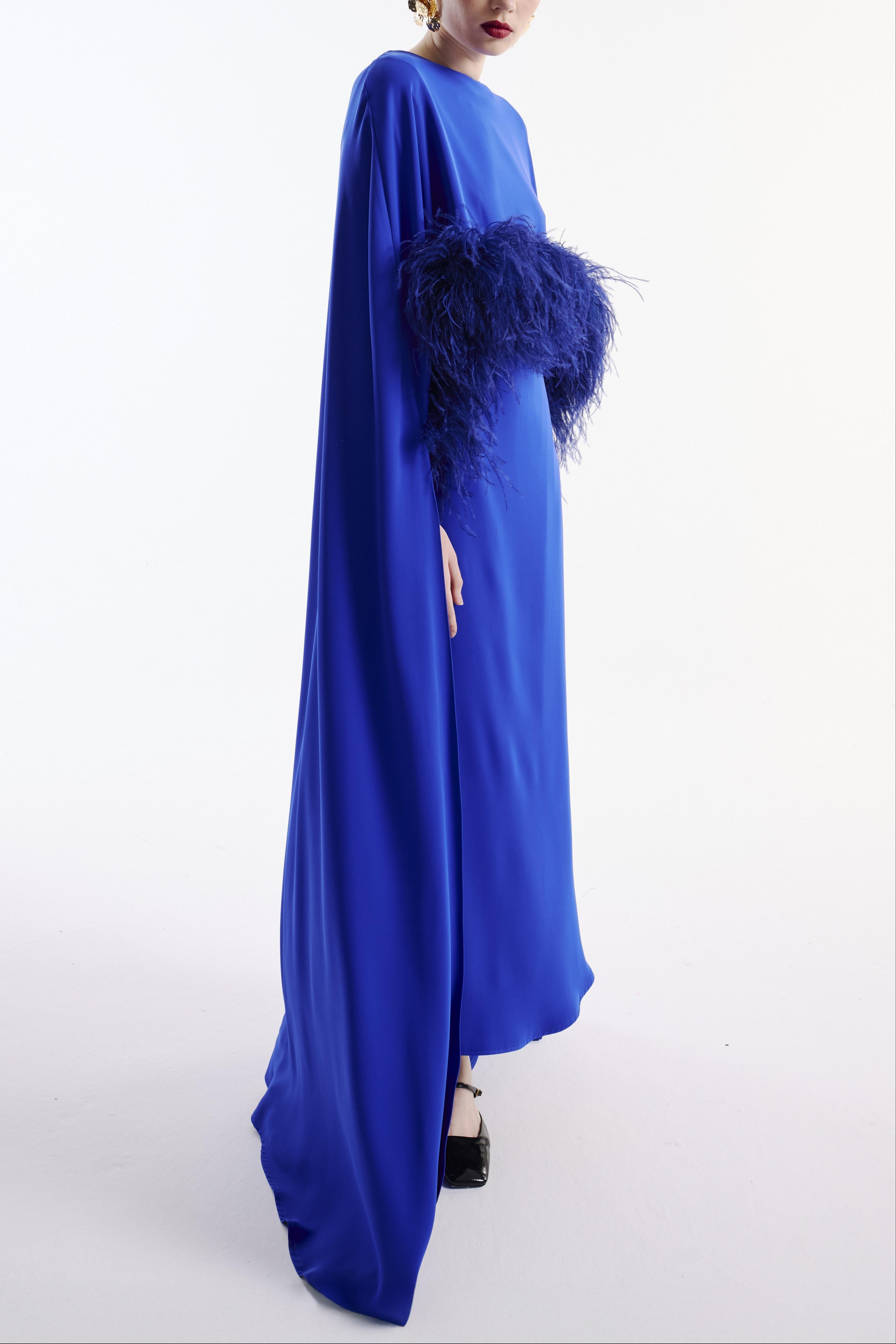 Feather Cape Midi Dress