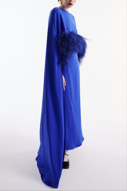 Feather Cape Midi Dress