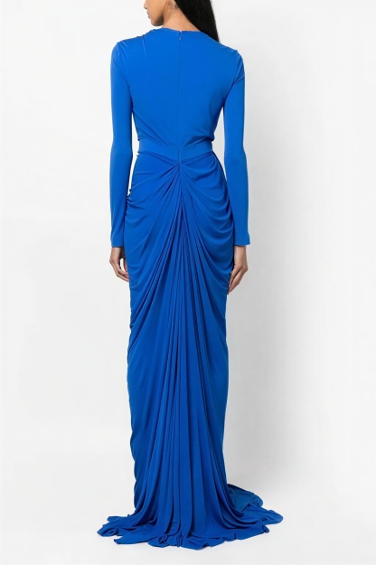 Knotted Ruched Round Neck Maxi Dress