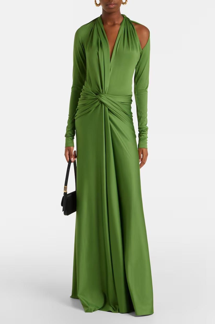 Jersey Knotted Cut-Out Maxi Dress