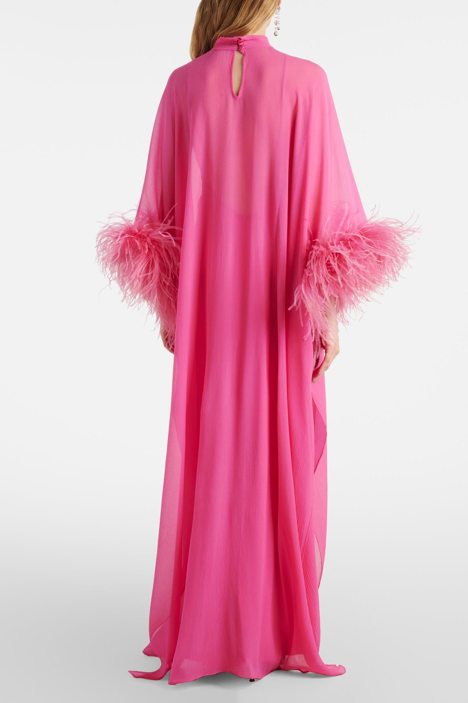 Solid Feather Stand Collar Maxi Dress
