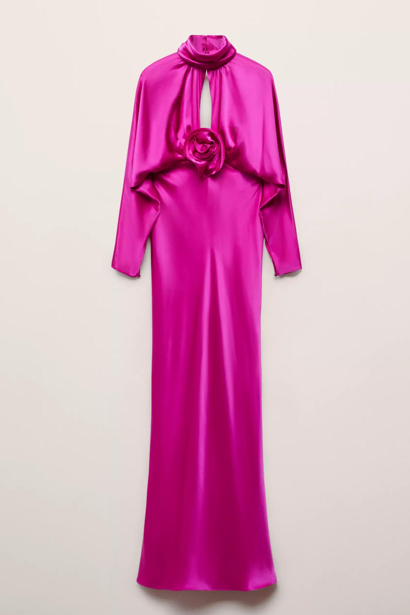 3D Flower Gathering Batwing Sleeve Maxi Dress