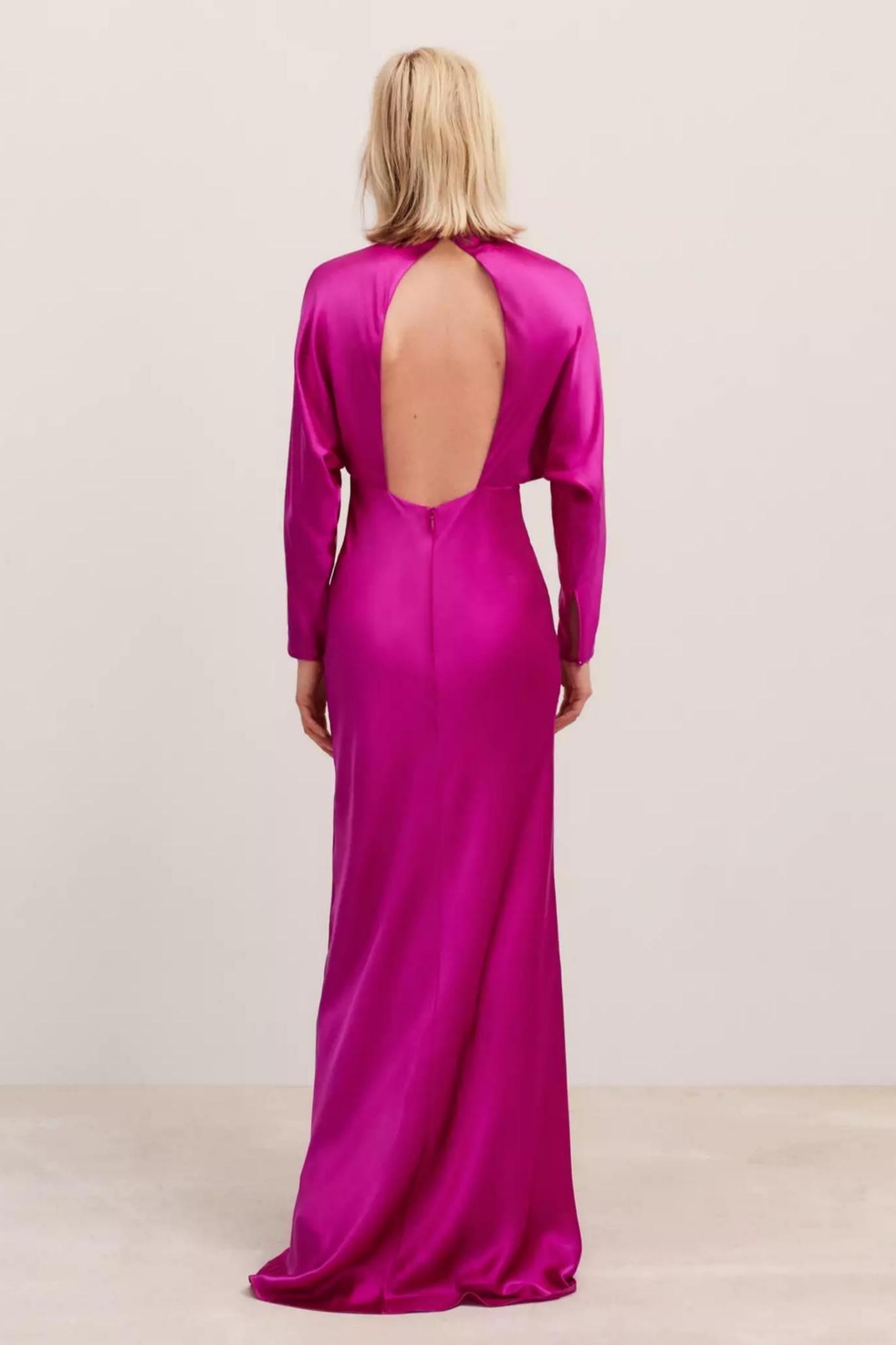 3D Flower Gathering Batwing Sleeve Maxi Dress