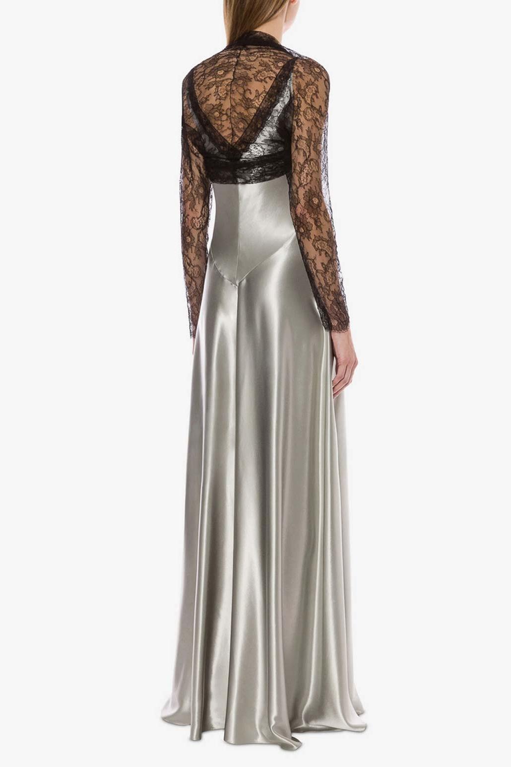 Lace Splicing Satin Maxi Dress
