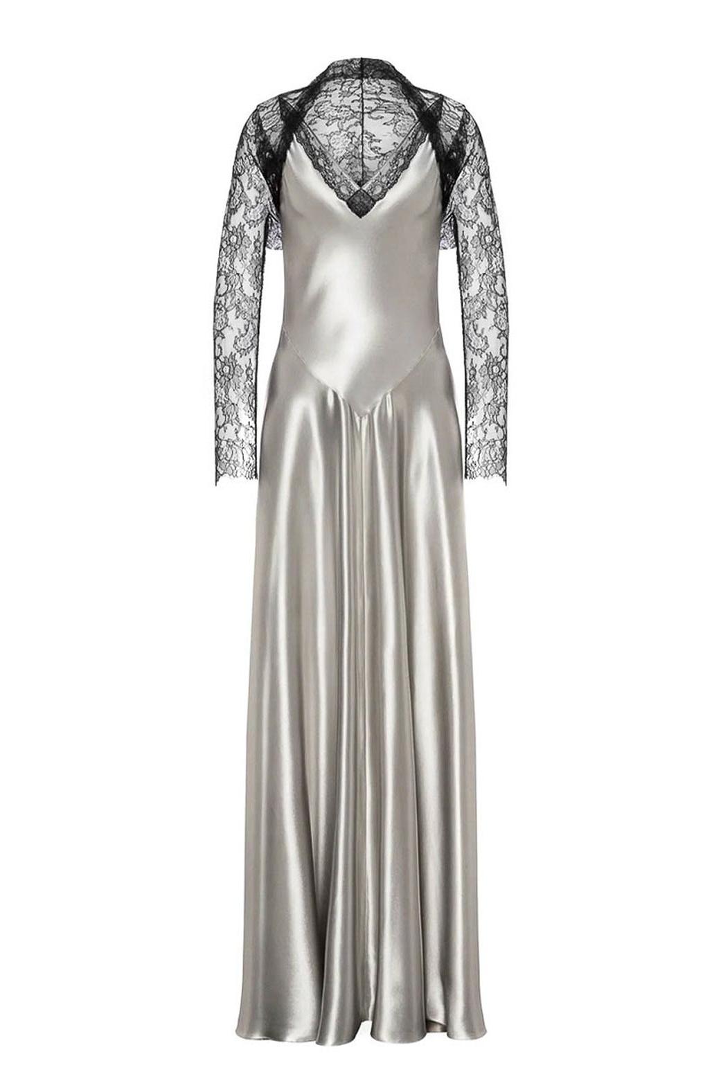 Lace Splicing Satin Maxi Dress