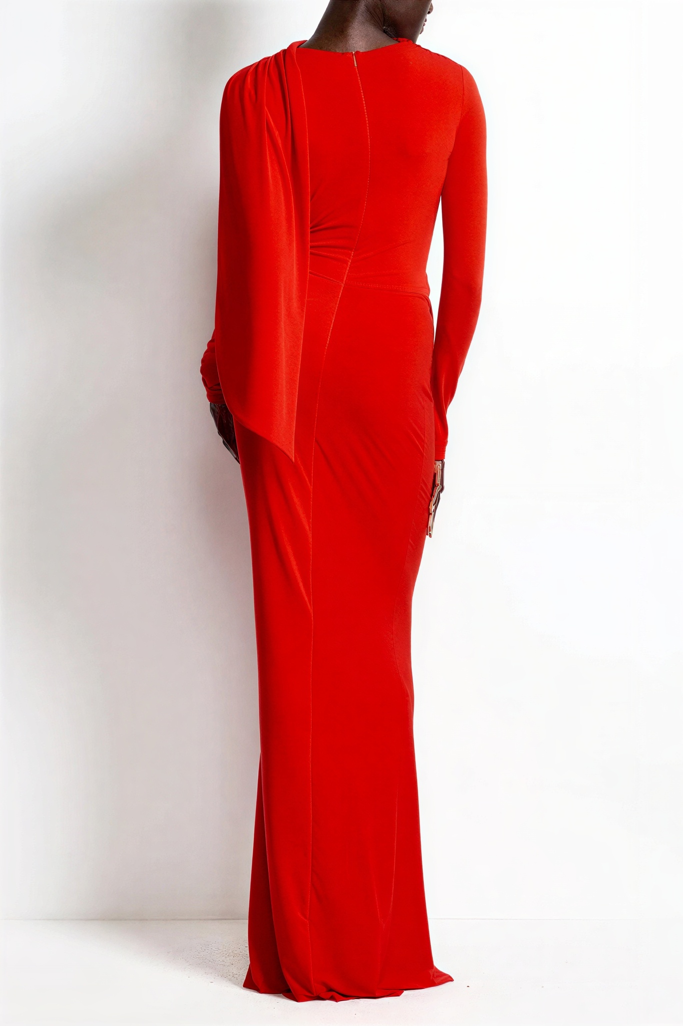 Solid V-Neck Gathering Maxi Dress