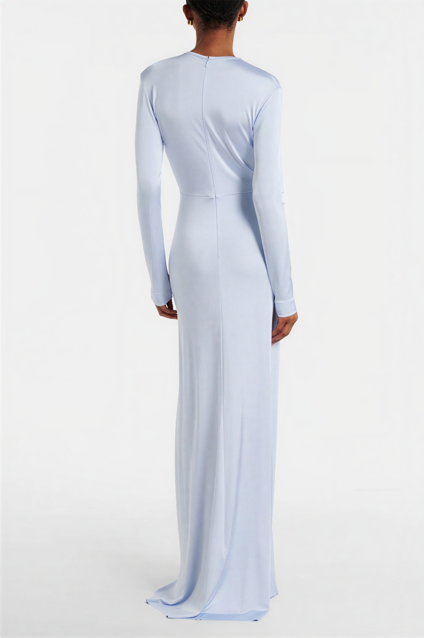 Satin V-Neck Ruched Maxi Dress